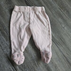 Newborm Adorable Pink Striped Baby Footed Pants